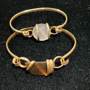Sea Glass white  and brown gold Bracelets- E6